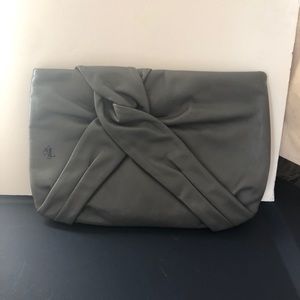 Vintage Leonardo Firenze leather clutch purse gray